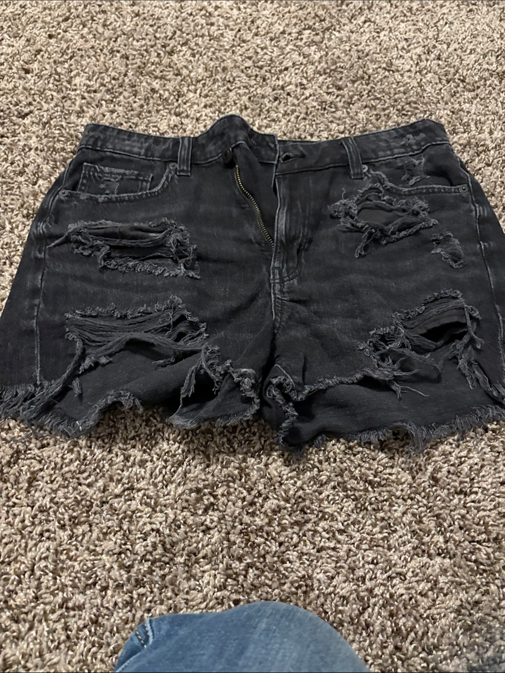 American Eagle Outfitters Black Distressed Denim Cutoff Shorts